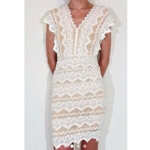 Nightcap Antoinette White Lace Bodycon Dress Sz 1 XS